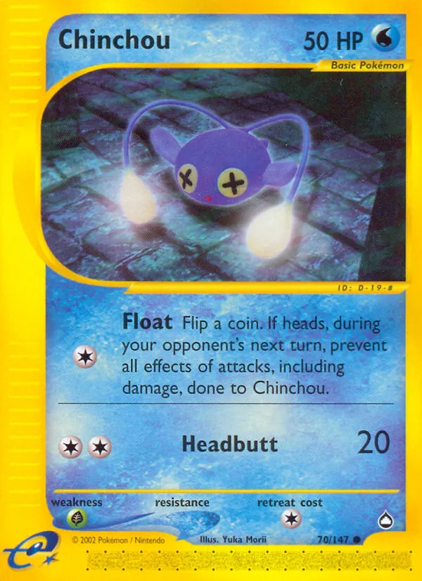 Chinchou card from Aquapolis, number 70/147