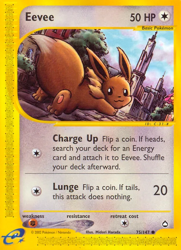 Eevee card from Aquapolis, number 75/147
