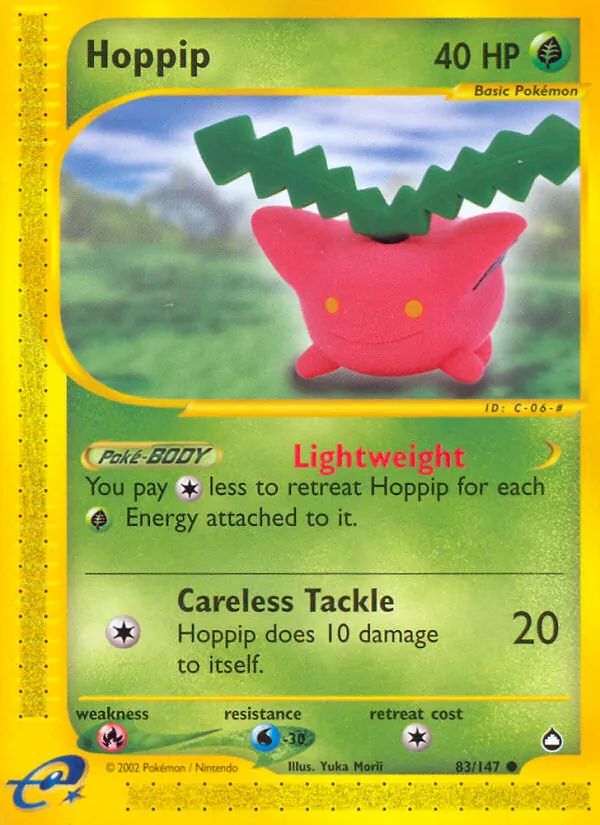 Hoppip card from Aquapolis, number 83/147