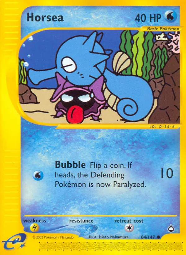 Horsea card from Aquapolis, number 84/147