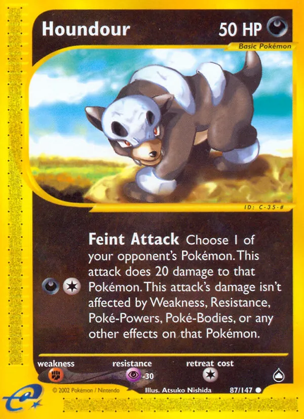 Houndour card from Aquapolis, number 87/147