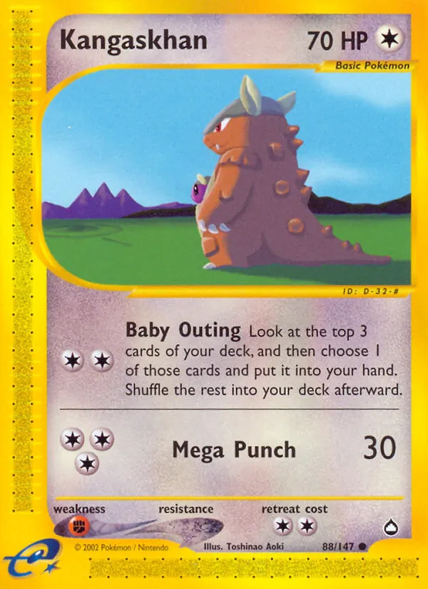 Kangaskhan card from Aquapolis, number 88/147