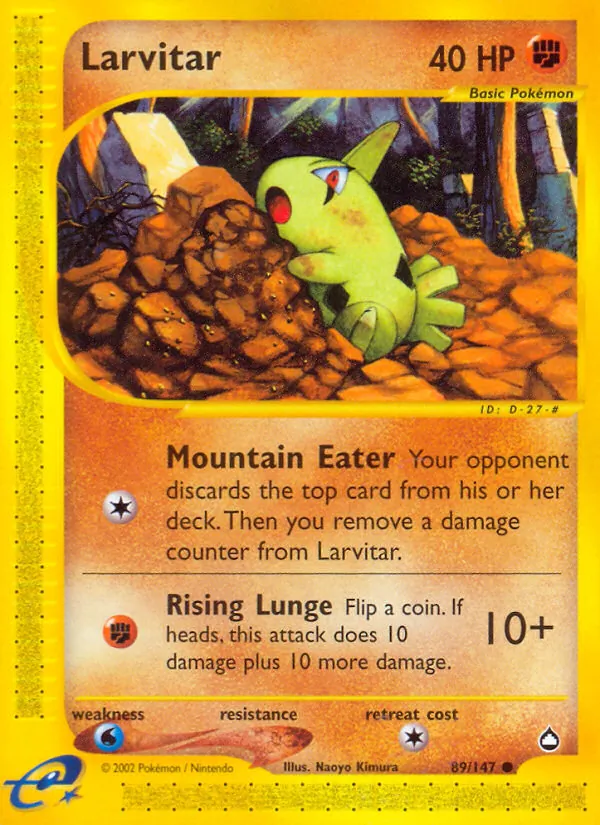 Larvitar card from Aquapolis, number 89/147