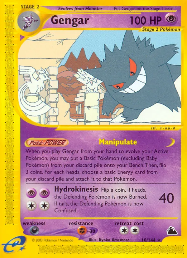 Gengar card from Skyridge, number 10/144