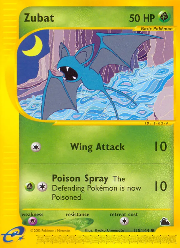 Zubat card from Skyridge, number 118/144