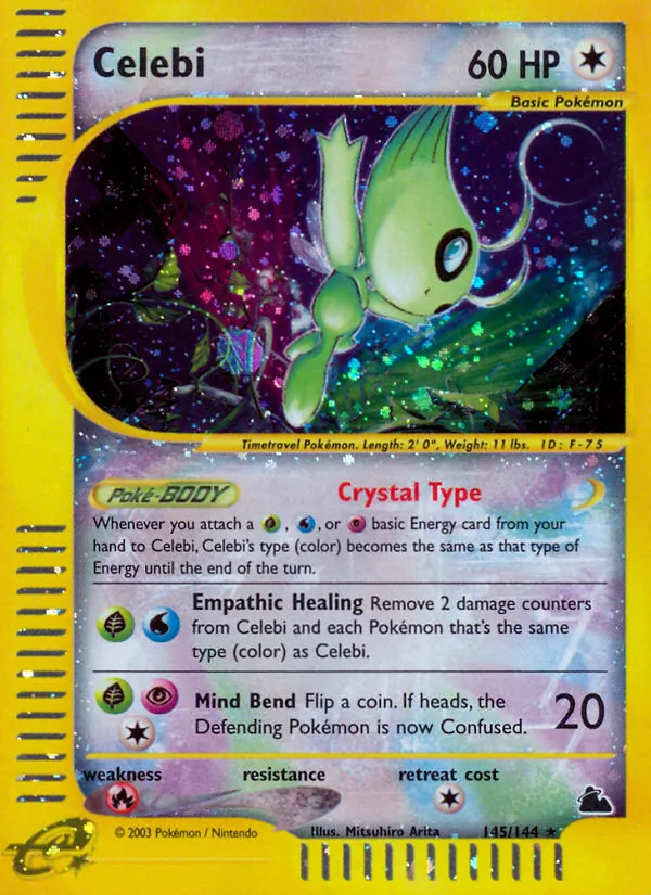Celebi card from Skyridge, number 145/144