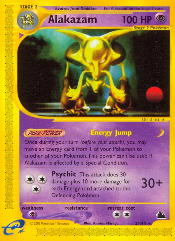 Alakazam card from Skyridge, number 2/144