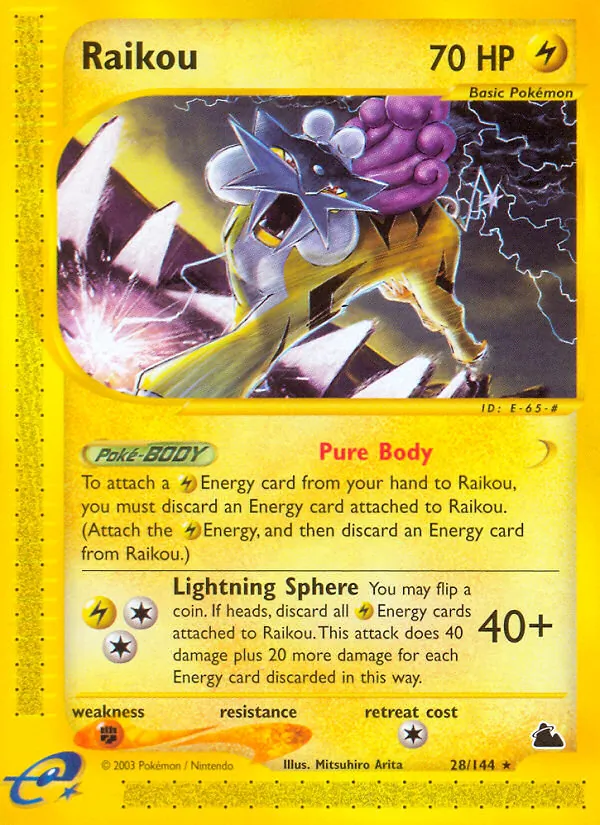Raikou card from Skyridge, number 28/144