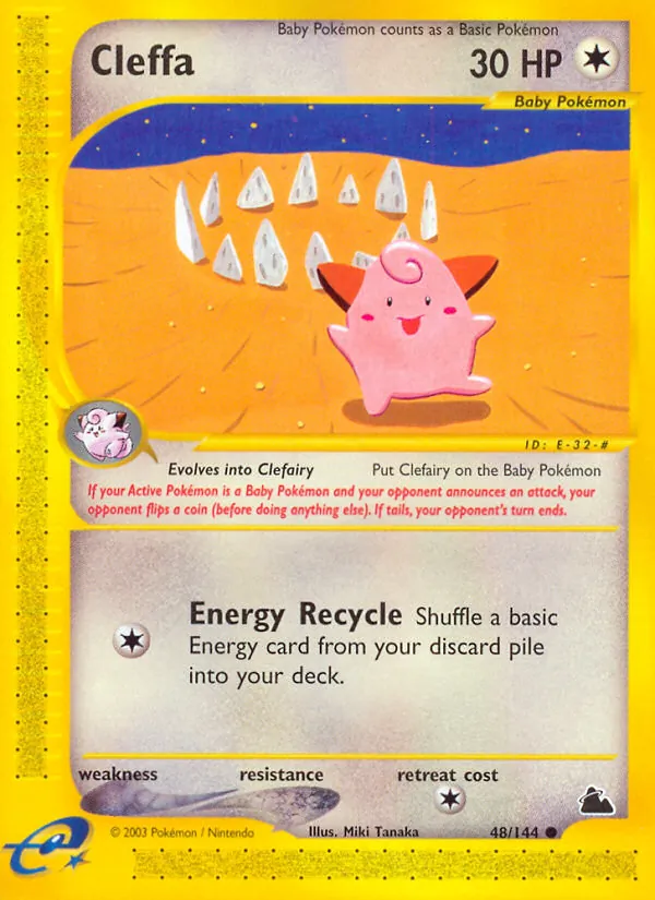 Cleffa card from Skyridge, number 48/144