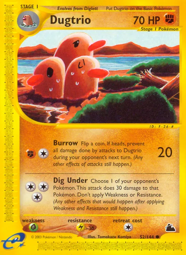 Dugtrio card from Skyridge, number 52/144