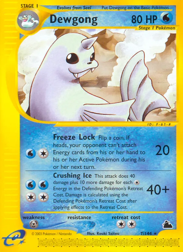 Dewgong card from Skyridge, number 7/144