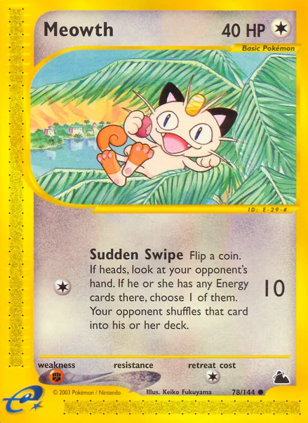 Meowth card from Skyridge, number 78/144