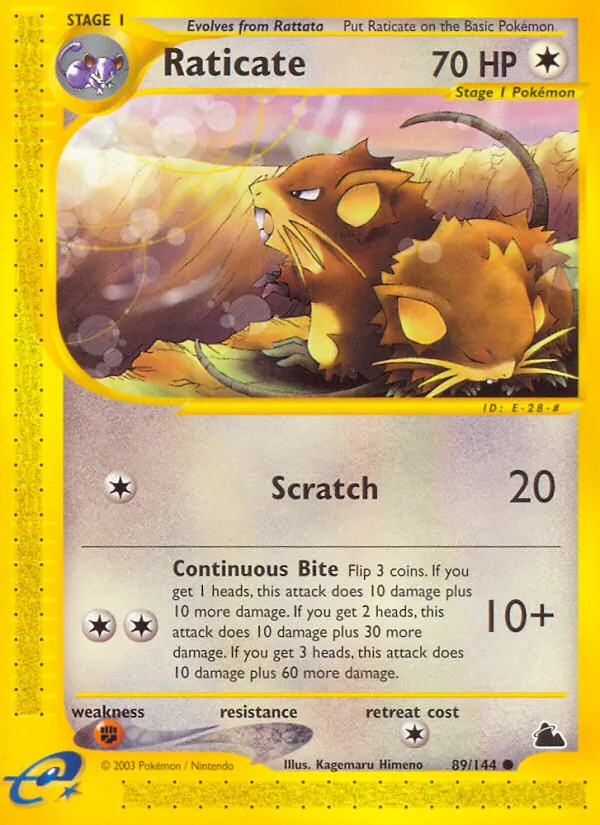 Raticate card from Skyridge, number 89/144