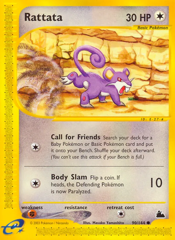 Rattata card from Skyridge, number 90/144