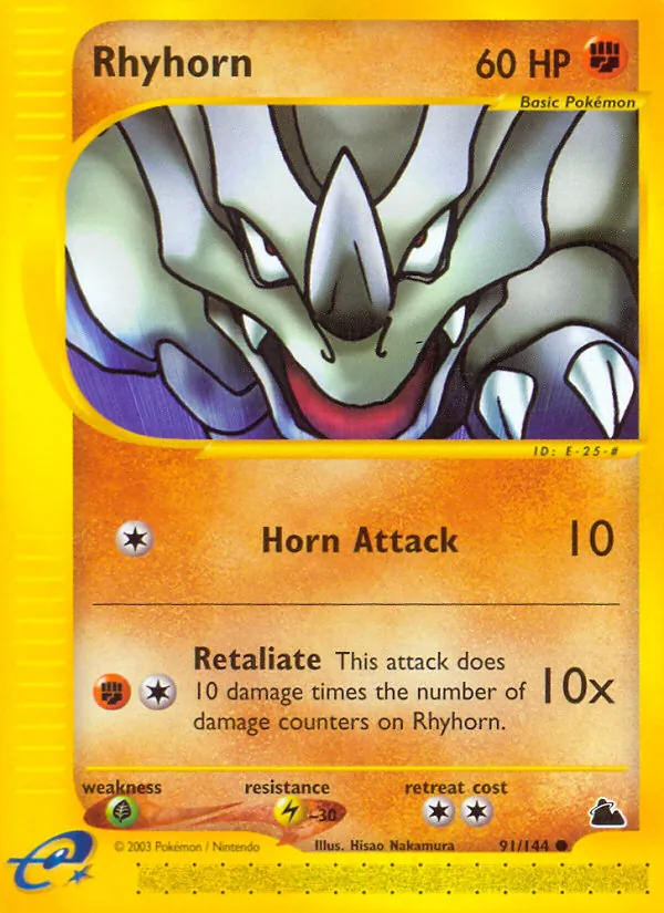 Rhyhorn card from Skyridge, number 91/144