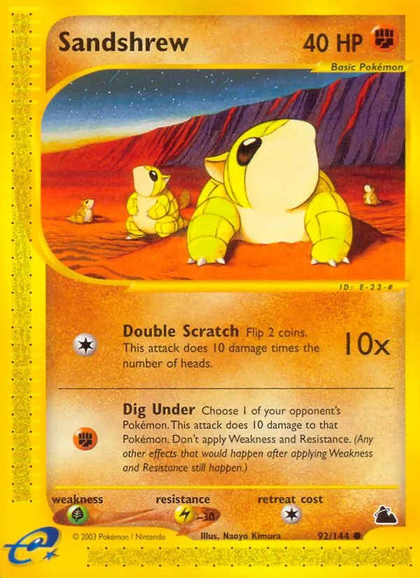 Sandshrew card from Skyridge, number 92/144