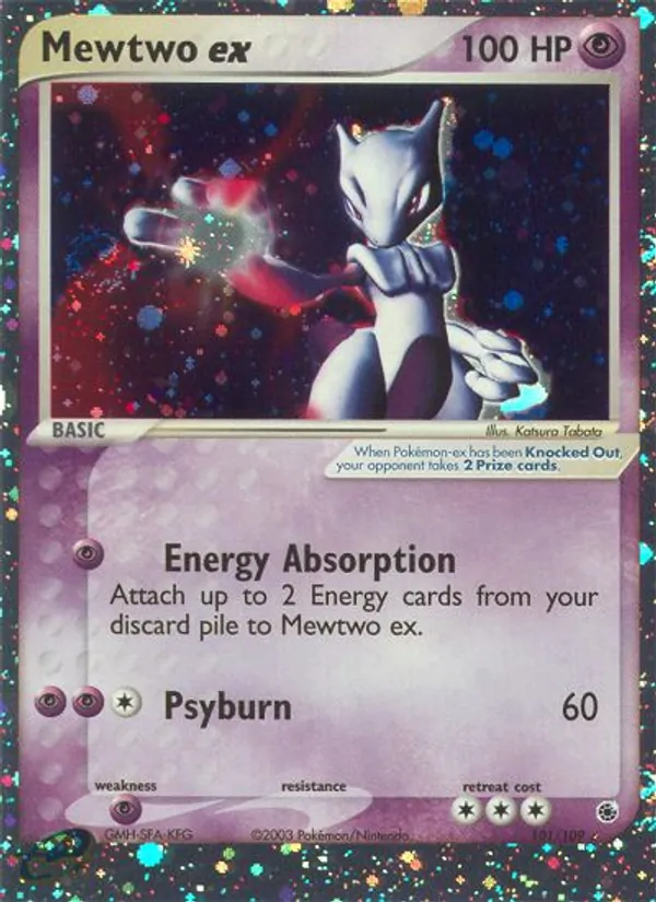 Mewtwo ex card from Ruby & Sapphire, number 101/109