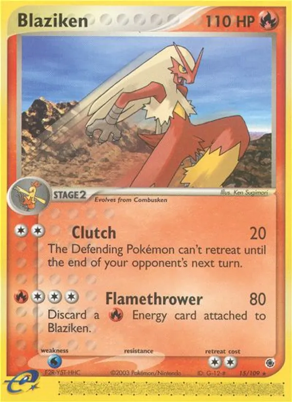 Kaart Blaziken uit Ruby & Sapphire, nummer 15/109