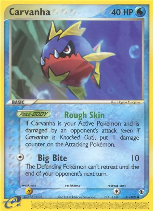 Kaart Carvanha uit Ruby & Sapphire, nummer 51/109