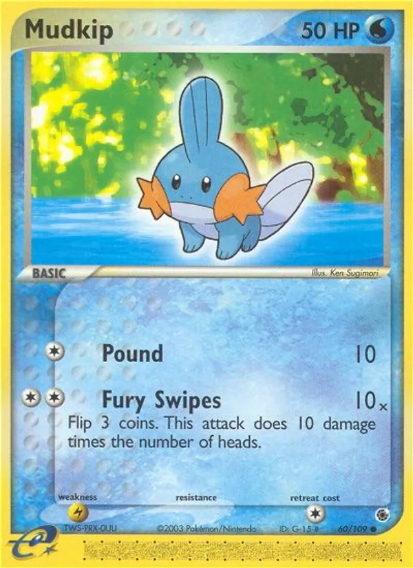 Kaart Mudkip uit Ruby & Sapphire, nummer 60/109