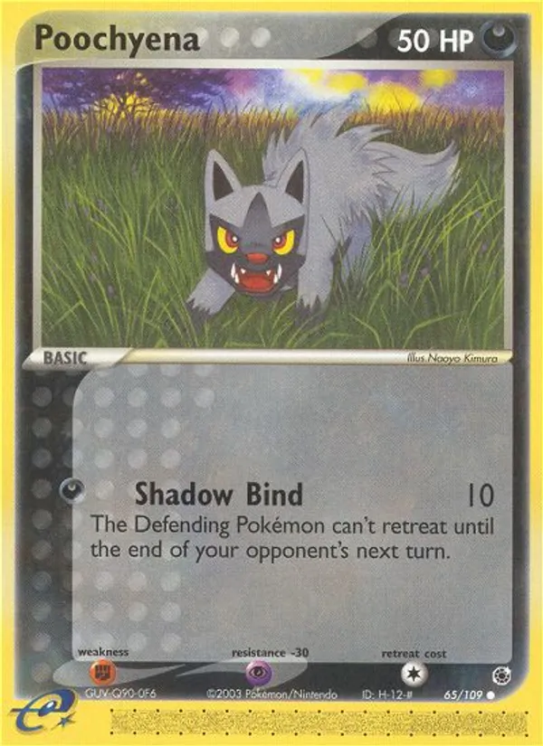Kaart Poochyena uit Ruby & Sapphire, nummer 65/109