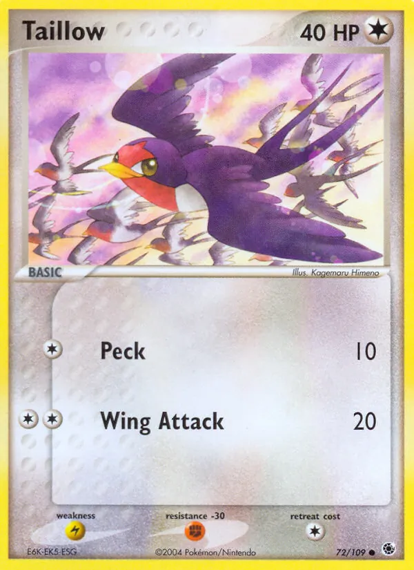 Kartu Taillow dari Ruby & Sapphire, nomor 72/109
