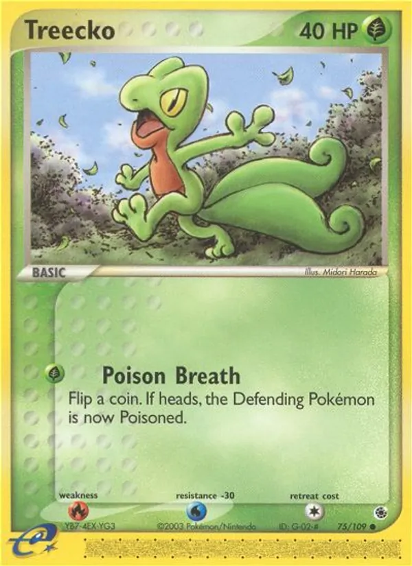 Kartu Treecko dari Ruby & Sapphire, nomor 75/109