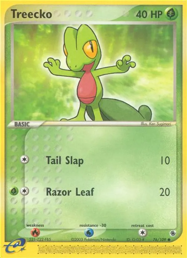 Kartu Treecko dari Ruby & Sapphire, nomor 76/109