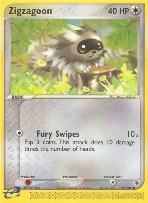 Kartu Zigzagoon dari Ruby & Sapphire, nomor 79/109