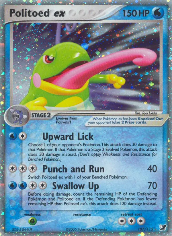 Politoed ex card from Unseen Forces, number 107/115