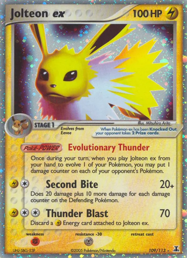 Jolteon ex card from Delta Species, number 109/113