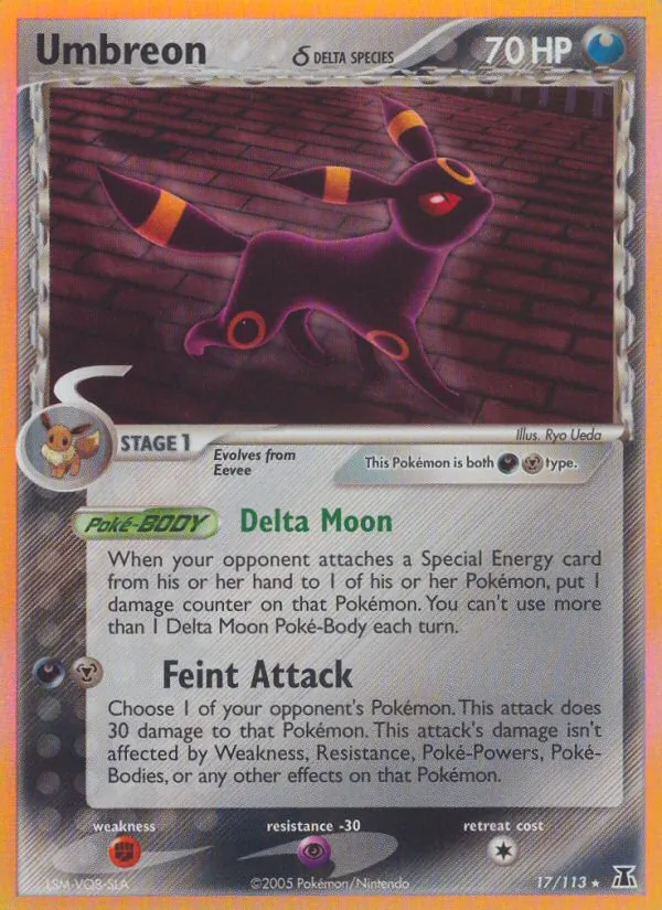 Umbreon δ card from Delta Species, number 17/113