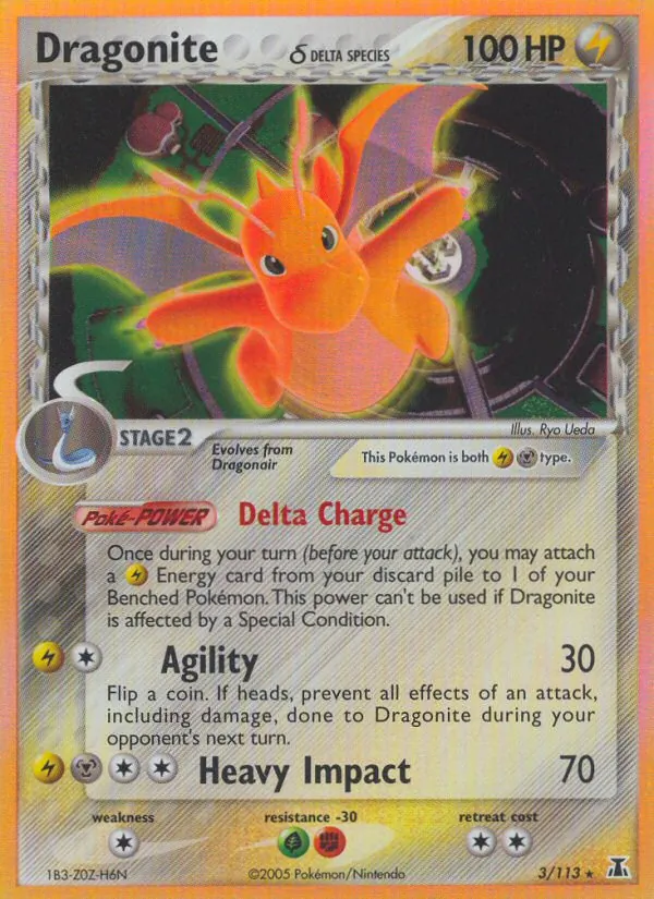 Dragonite δ card from Delta Species, number 3/113