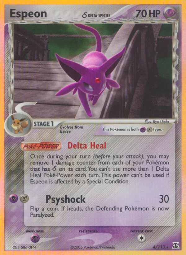 Espeon δ card from Delta Species, number 4/113