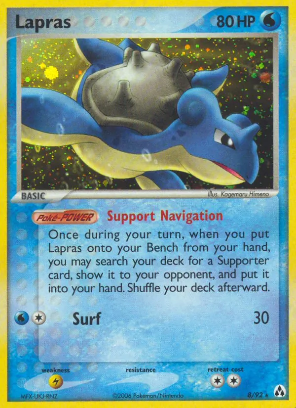 Lapras card from Legend Maker, number 8/92