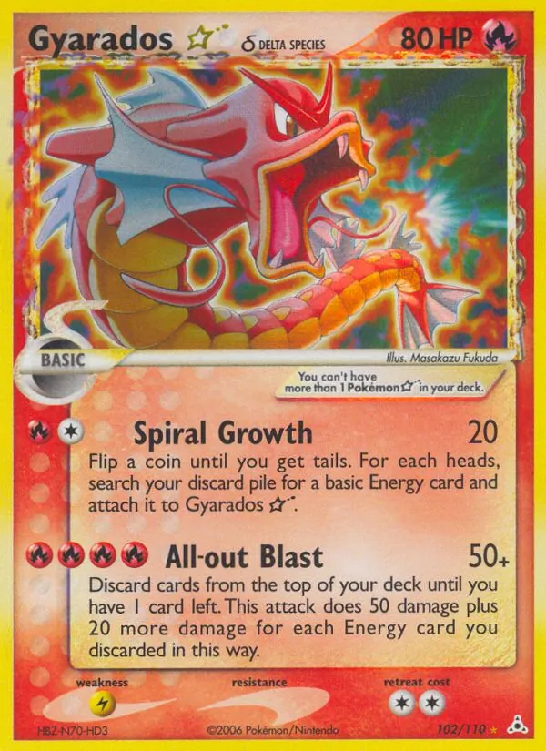 Carta Gyarados ☆ δ dell'espansione Holon Phantoms, numero 102/110