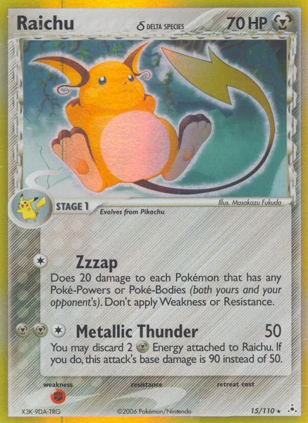 Raichu δ card from Holon Phantoms, number 15/110