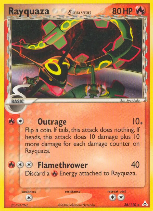 Rayquaza δ card from Holon Phantoms, number 26/110