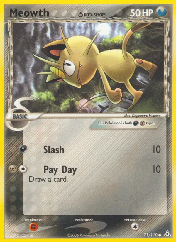 Kartu Meowth δ dari Holon Phantoms, nomor 71/110