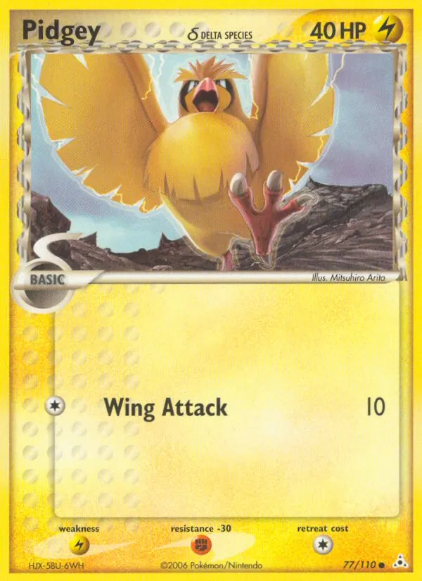 Carta Pidgey δ dell'espansione Holon Phantoms, numero 77/110