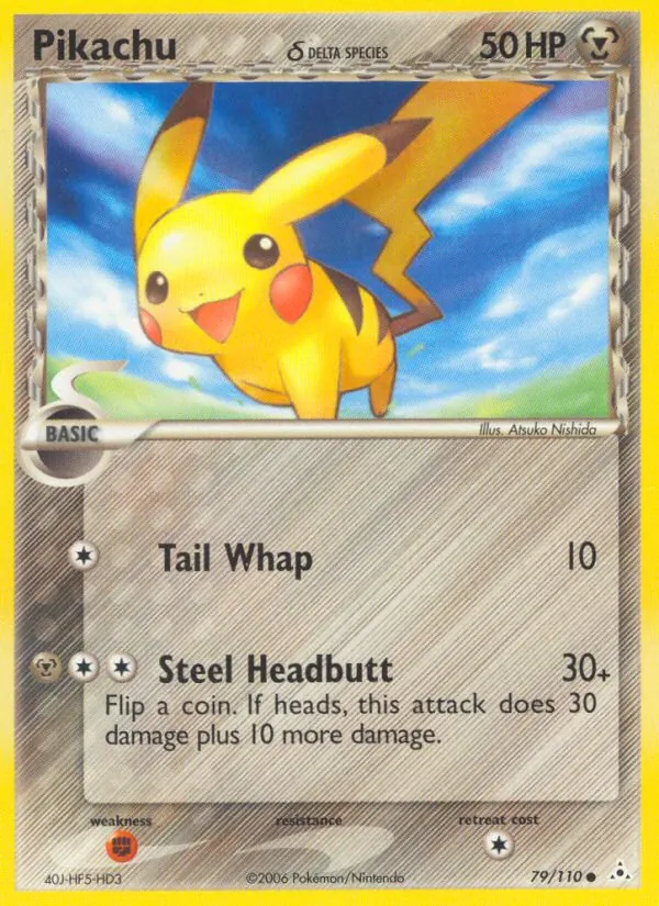Pikachu δ card from Holon Phantoms, number 79/110