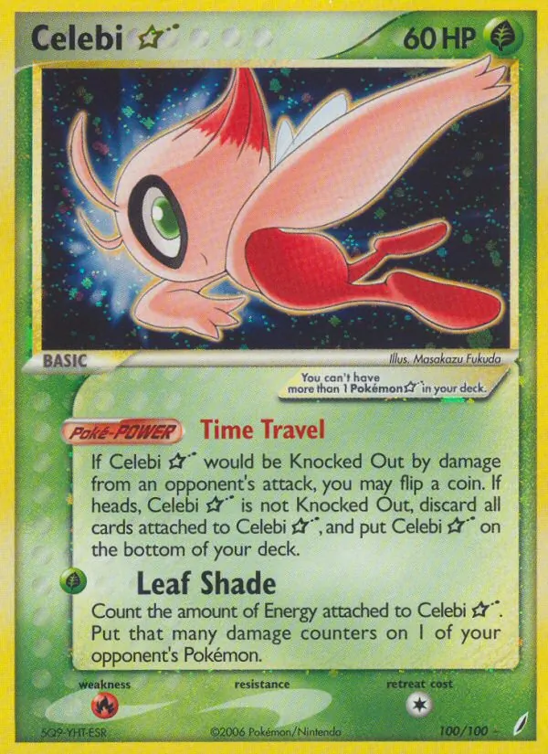 Celebi ☆ card from Crystal Guardians, number 100/100