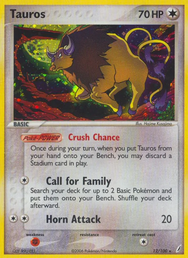Tauros card from Crystal Guardians, number 12/100
