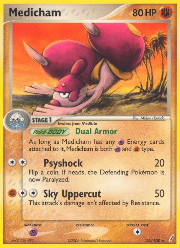 Medicham card from Crystal Guardians, number 25/100