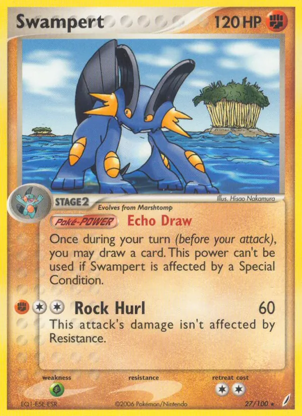 Swampert card from Crystal Guardians, number 27/100