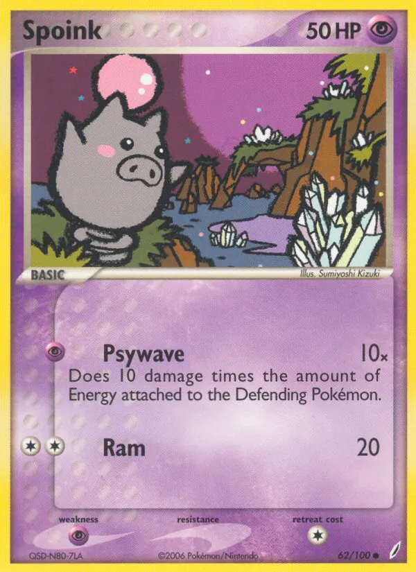 Spoink card from Crystal Guardians, number 62/100