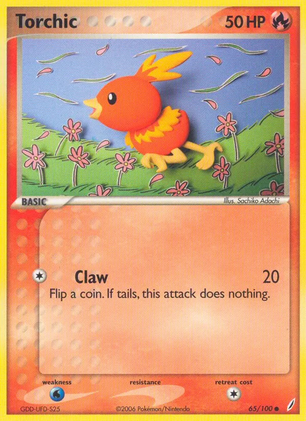 Torchic card from Crystal Guardians, number 65/100