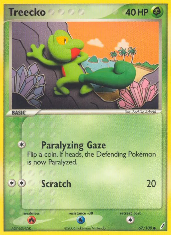Treecko card from Crystal Guardians, number 67/100