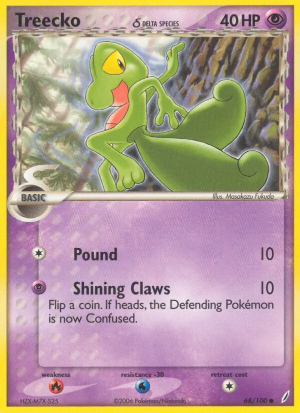 Treecko δ card from Crystal Guardians, number 68/100