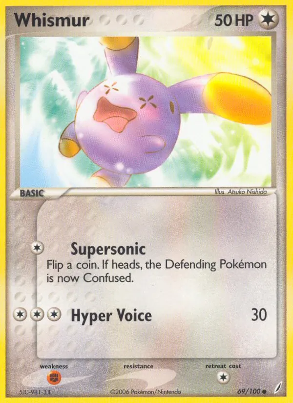 Whismur card from Crystal Guardians, number 69/100